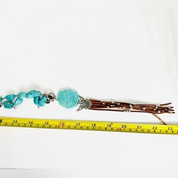 SHYANNE WOMEN'S TURQUOISE COLORED BEADED PENDANT CHARM NECKLACE‎ - Picture 6 of 8